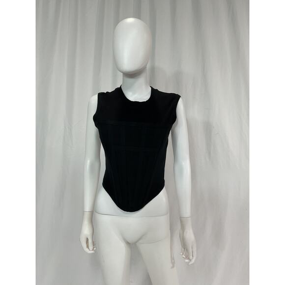Dion Lee 'Inclusive' Black Cotton Crop Corset Detail Cotton Tank Size M - NWT - Picture 2 of 5